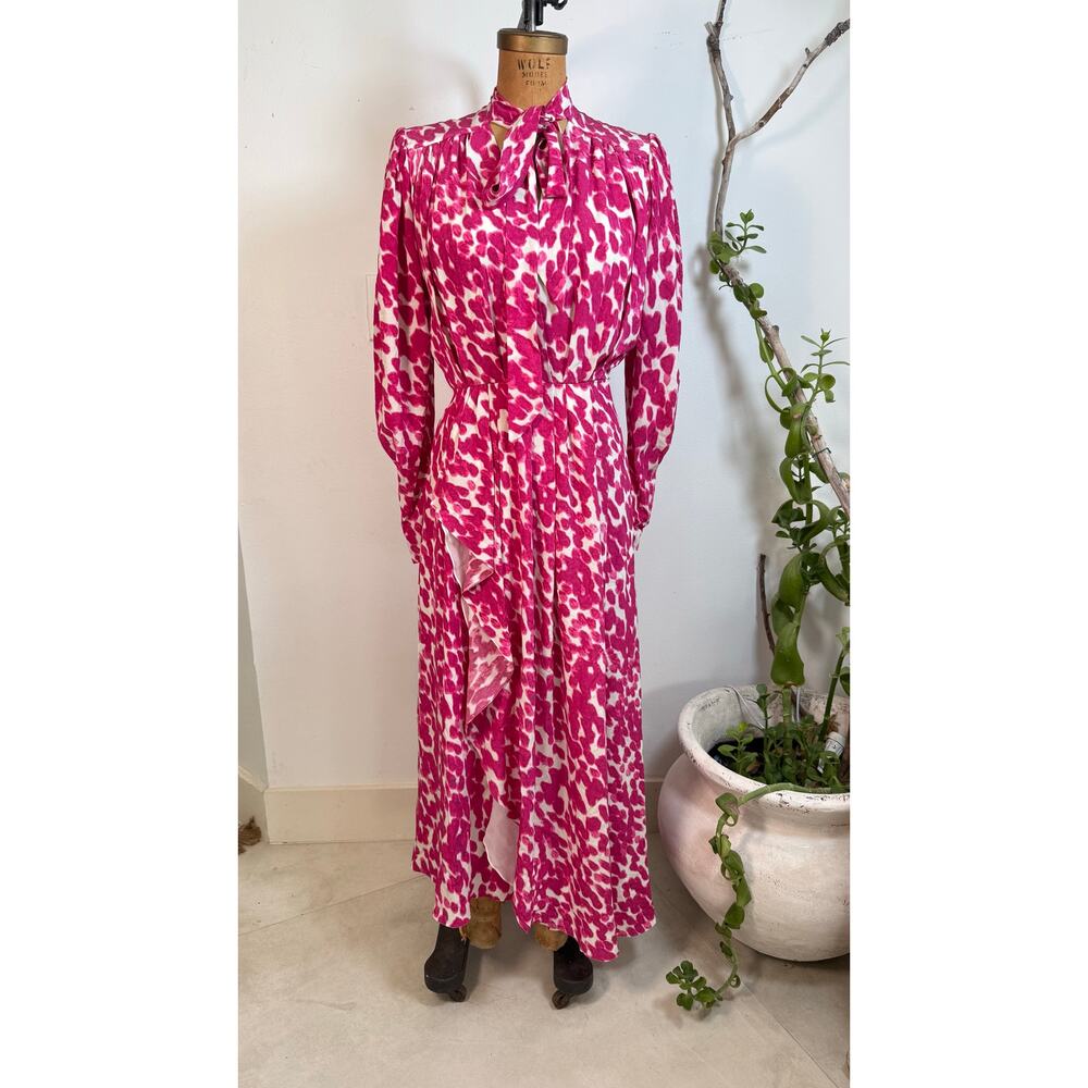 Isabel Marant Silk Dress M | Pink White Long Sleeve Dress  | French Fashion Look